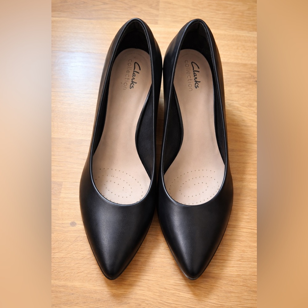 Clarks Black Leather Heels